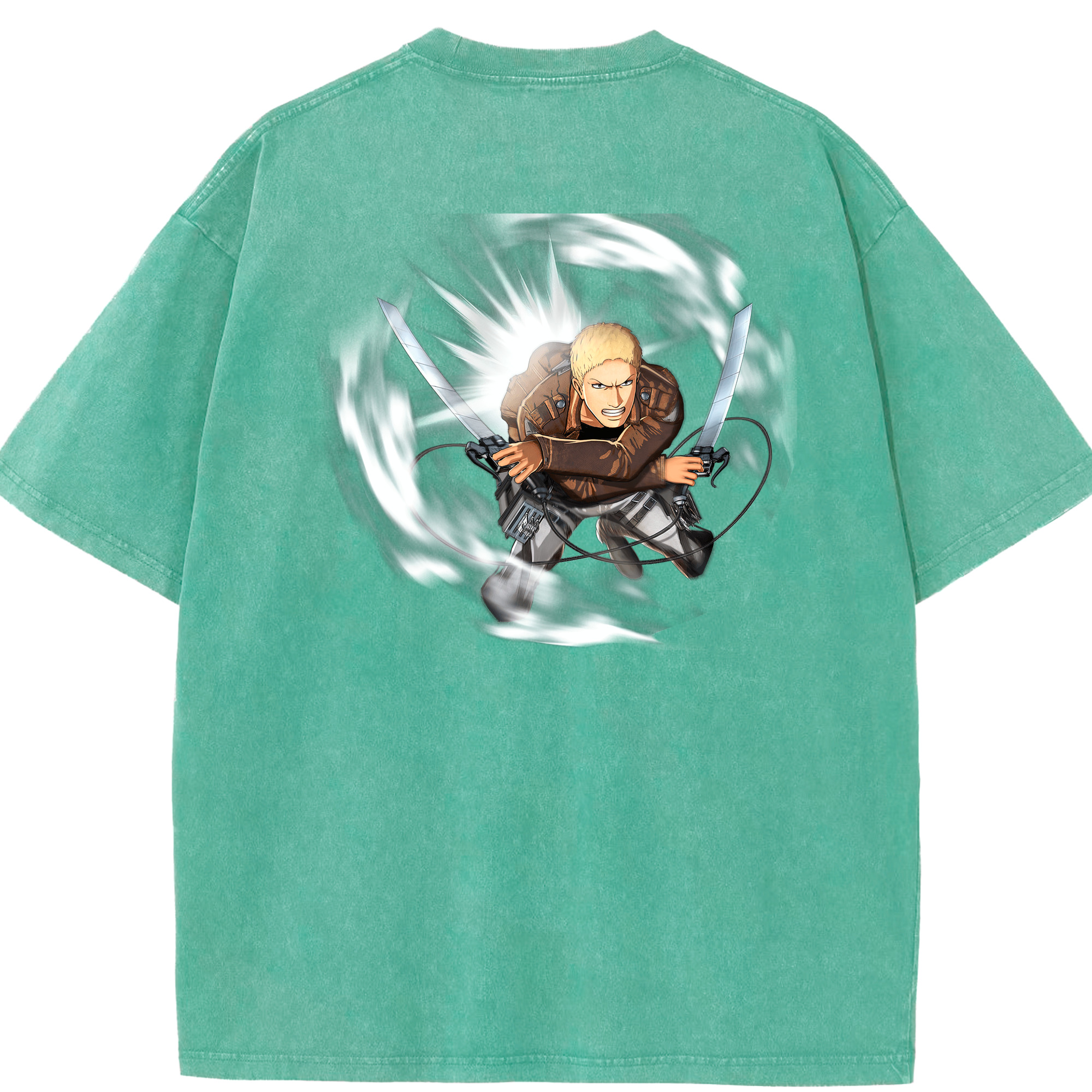 （画像用） 進撃の巨人 ライナー・ブラウン Attack on Titan Reiner Braun 綿100% ヴィンテージ風 半袖Tシャツ（背面プリント）